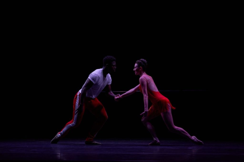 dancer tiler peck performing a duet with a male dancer