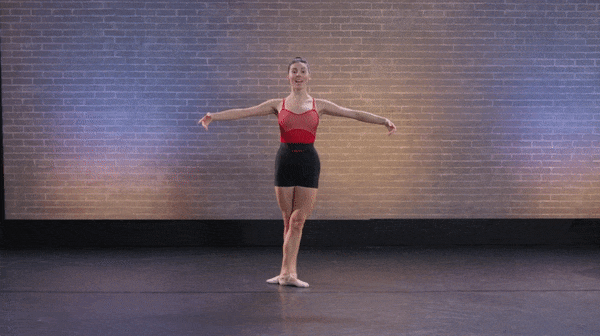 dancer tile peck performing a tendu in ballet class