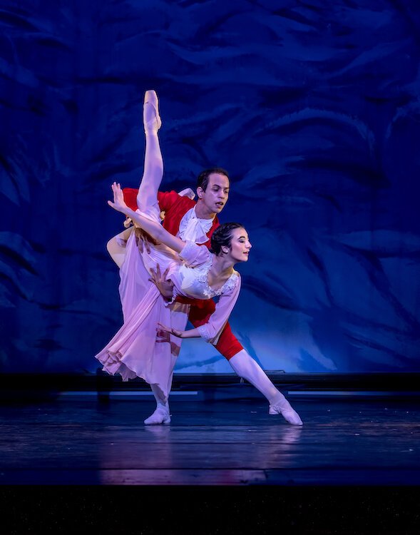 Ballet dancer being partnered onstage