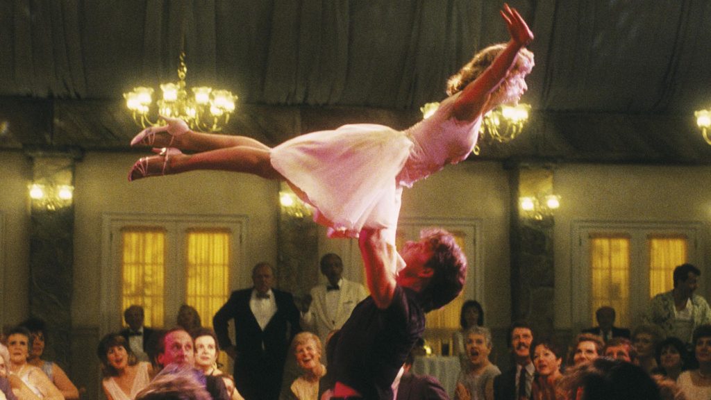iconic scene from dirty dancing when Patrick Swayze is lifting Jennifer Grey up in the air. 